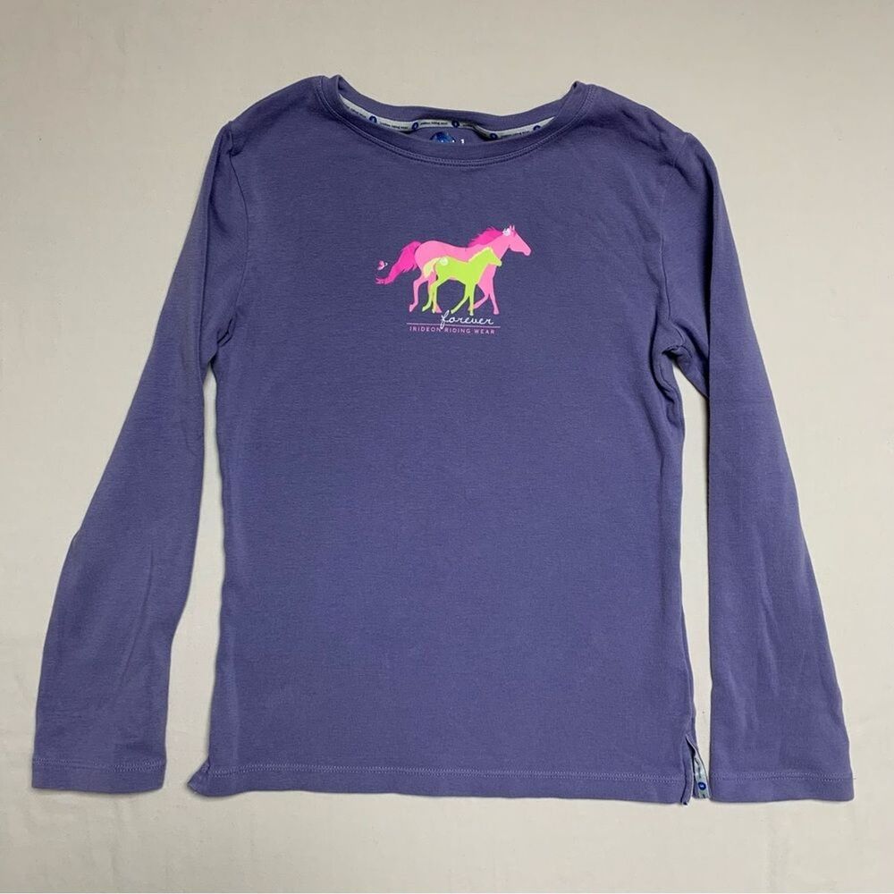 Purple Horse Riding Long Sleeve Shirt Girl’s Medium Top Fall Winter Cozy Warm